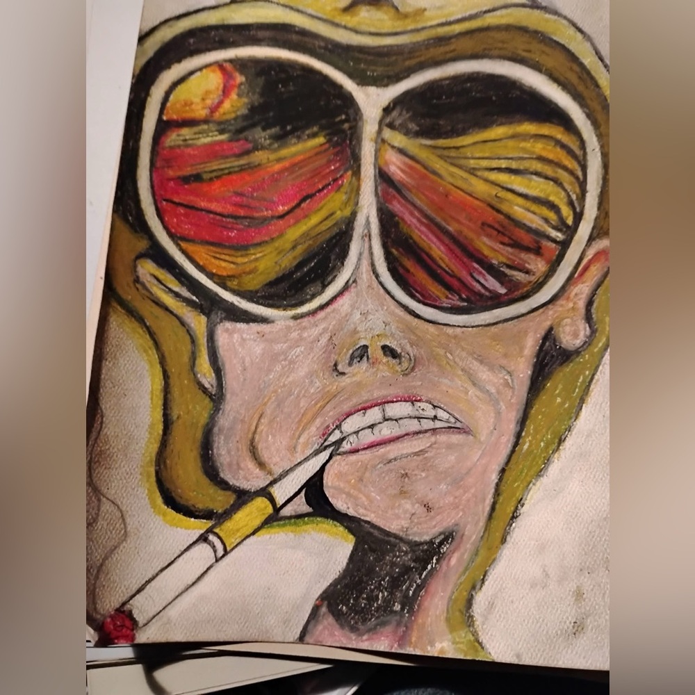 Designers Originals Red and Yellow Abstract Face Illustration